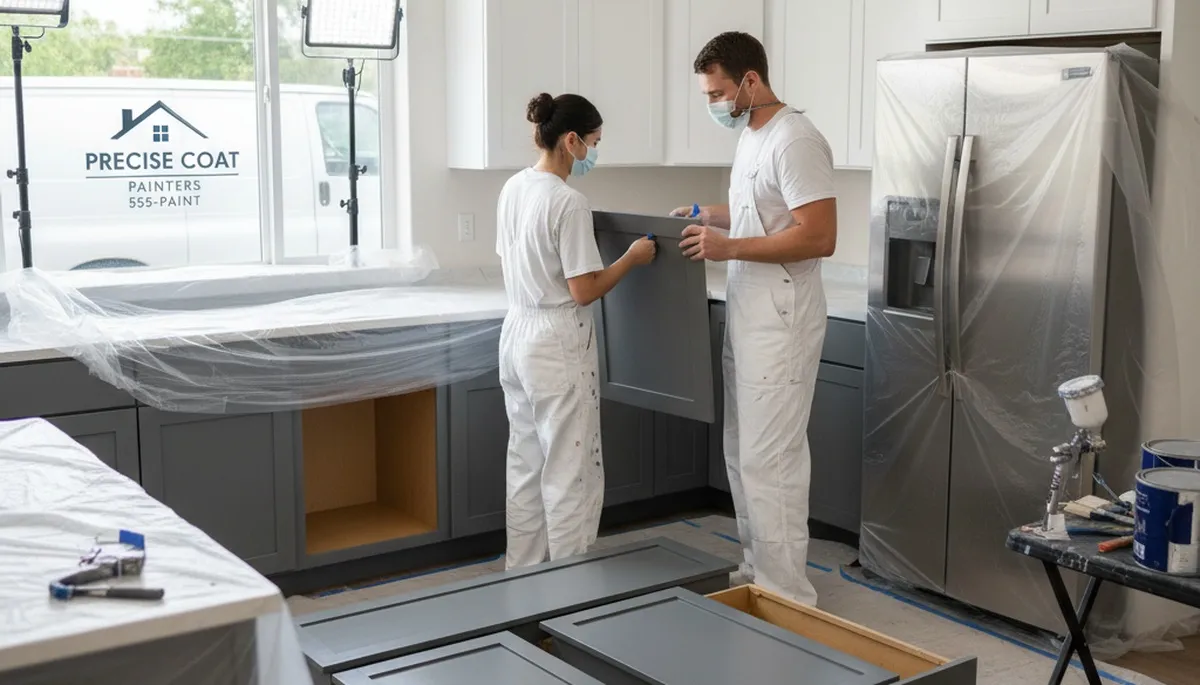 Professional cabinet painting in Arlington, TX kitchen by expert house painters