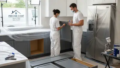 Professional cabinet painting in Arlington, TX kitchen by expert house painters