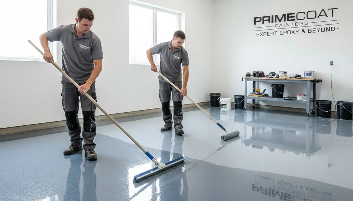 Epoxy garage floor coating applied by professional painters in Arlington, TX for durable finish