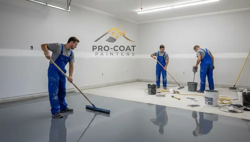 Epoxy garage floor coating in Arlington TX with durable, glossy finish by local painting contractors