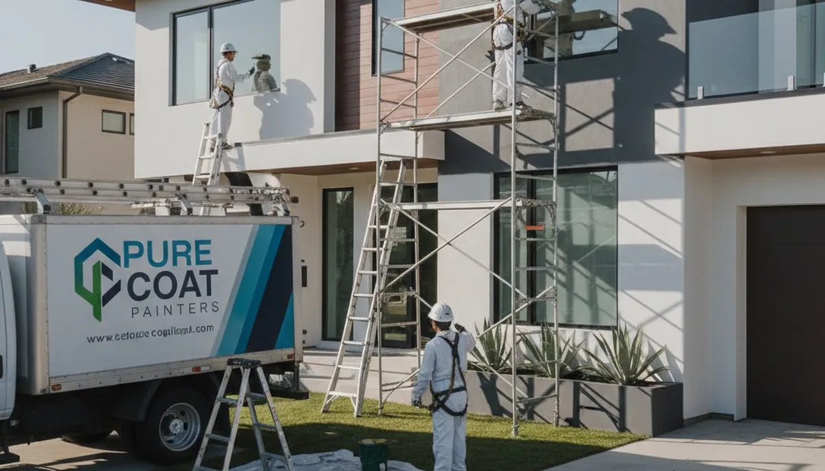 Professional exterior house painters in Arlington TX applying weather-resistant paint finish