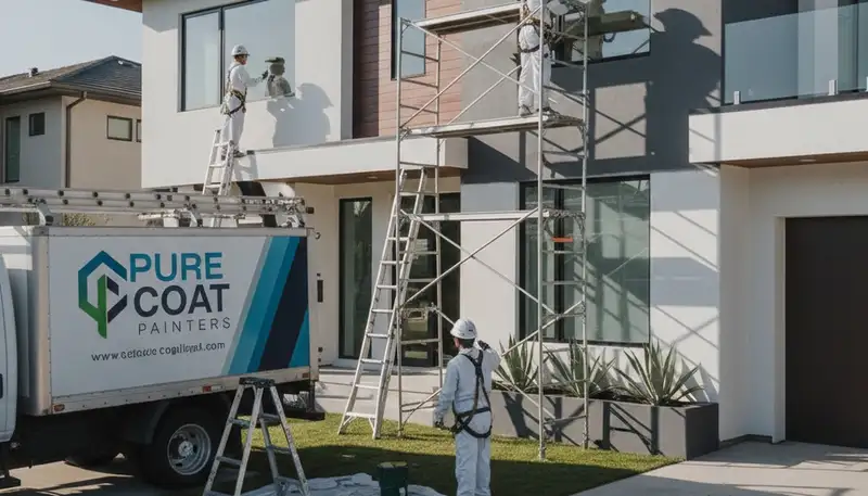 Professional exterior house painters in Arlington TX applying weather-resistant paint finish