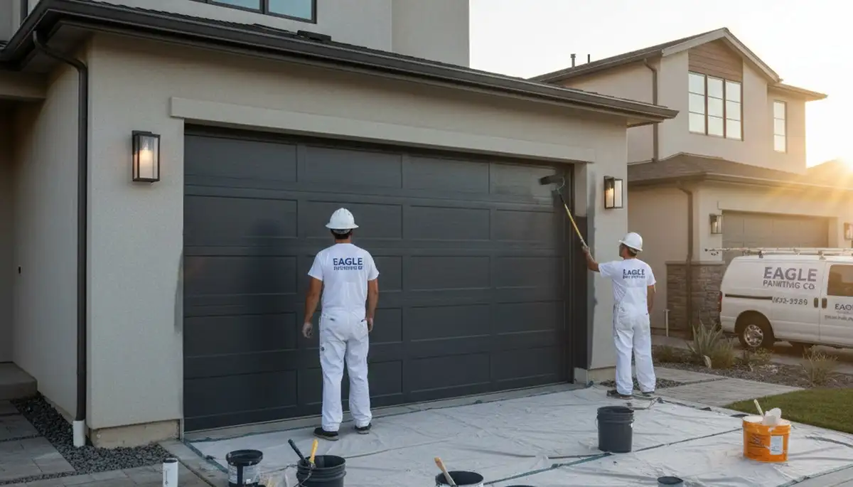 Professional garage door painting by expert house painters in Arlington, TX
