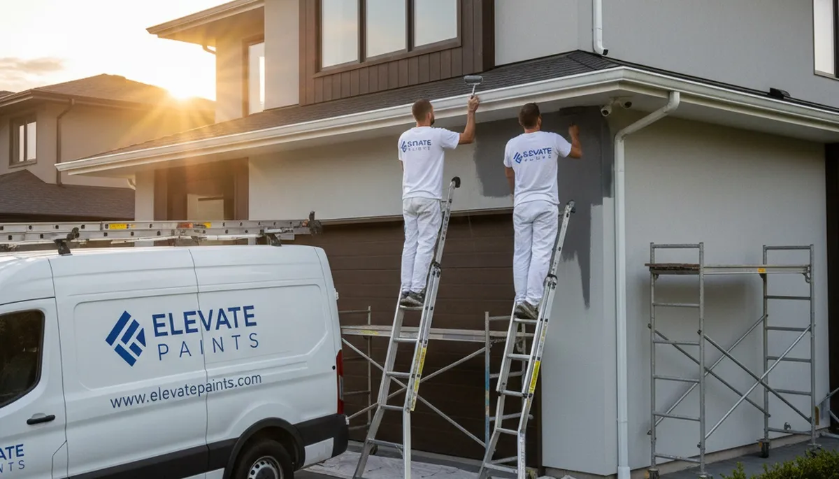 Professional gutter painting on Arlington TX home exterior by local house painters