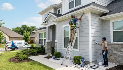 Professional house painters completing exterior home painting in Arlington, TX