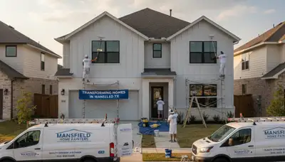Professional house painters working on residential exterior in Arlington, TX