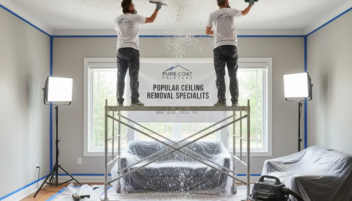 Professional popcorn ceiling removal and repainting in Arlington, TX home interior
