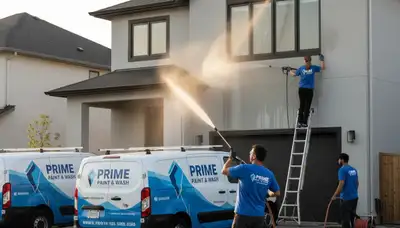 Professional pressure cleaning on Arlington TX home exterior by expert painting contractors