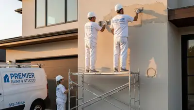 Professional stucco repair and painting on Arlington TX home exterior by expert contractors