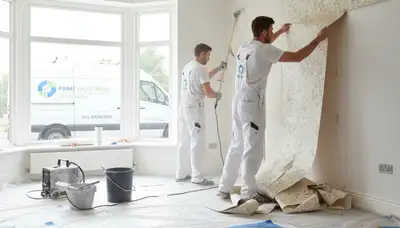 Professional wallpaper removal service in Arlington TX preparing interior walls for fresh paint