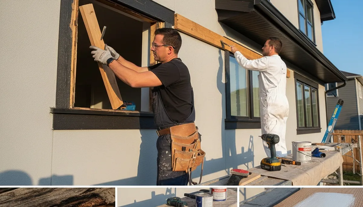 Professional wood rot repair on home exterior in Arlington, TX by expert painting contractors